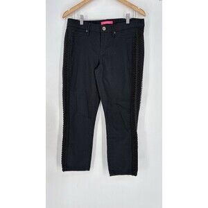 Lilly Pulitzer Size 2 South Ocean Skinny Lace Trimmed Onyx Jeans Black